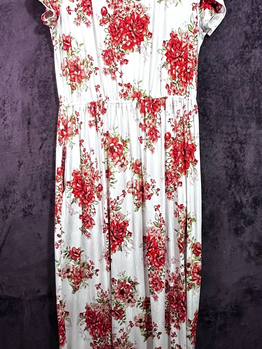 Red Floral Print White Maxi Dress - Effortless Summer Style